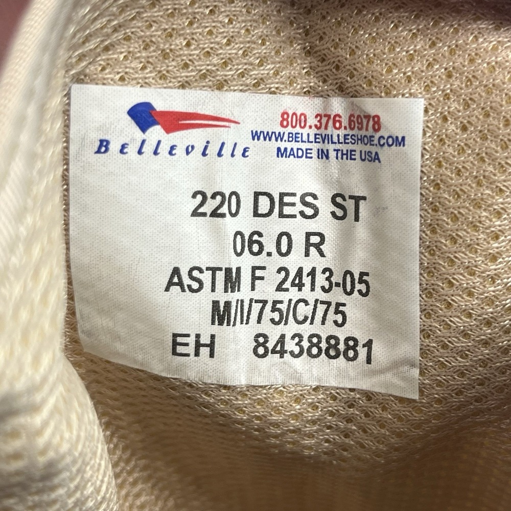 NEW Belleville 220 DES ST Hot Weather Tan Steel Toe Boots Mens Size 6 Regular - Picture 4 of 5